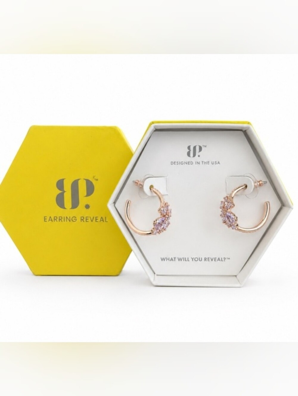 NIB Bomb Party Cradle of All That Glows Rose Hoop Earrings